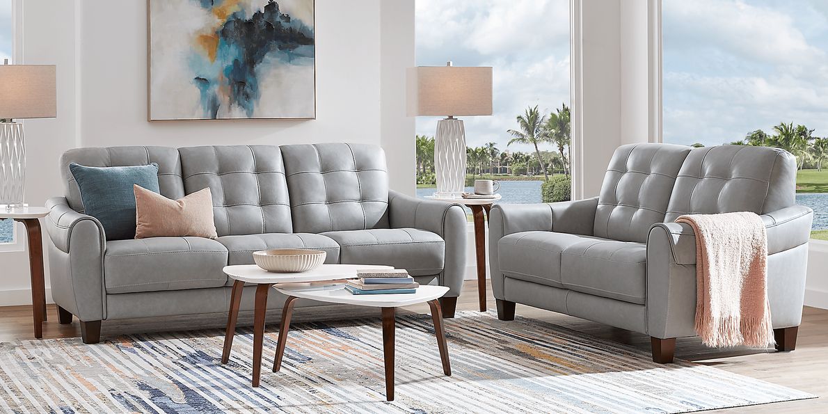 Ventura Square 7 Pc Leather Living Room Set