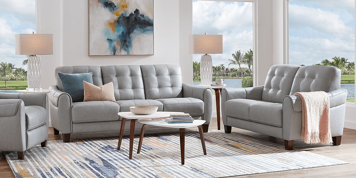 Ventura Square 8 Pc Leather Living Room Set