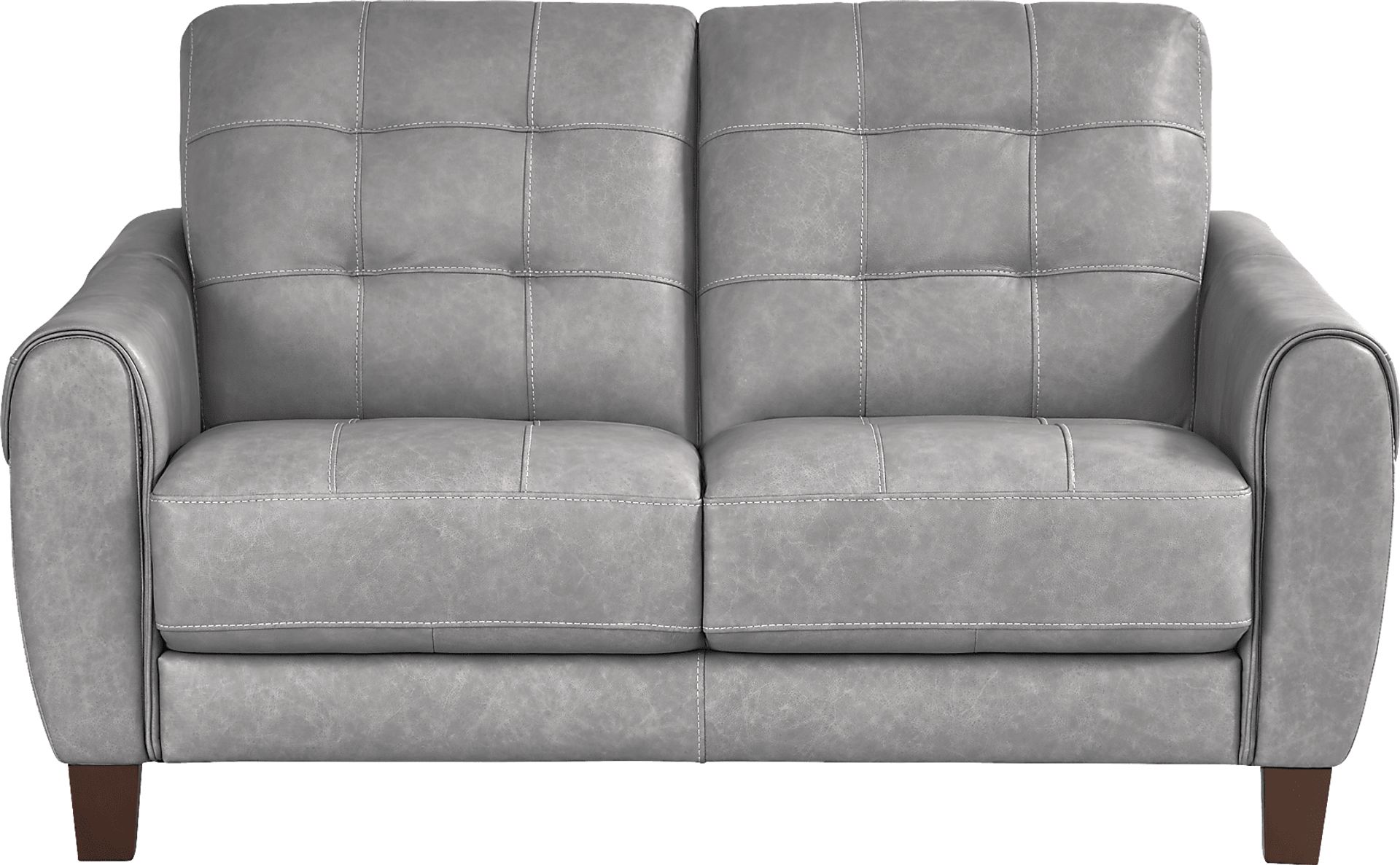 Ventura Square Gray Leather Loveseat - Image 1