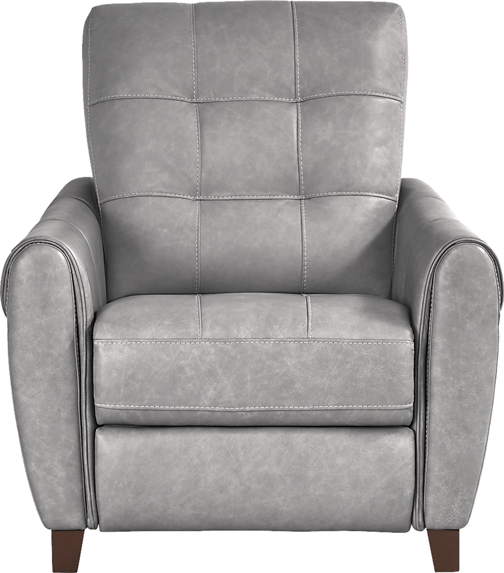 Ventura Square Gray Leather Push Back Recliner - Image 2