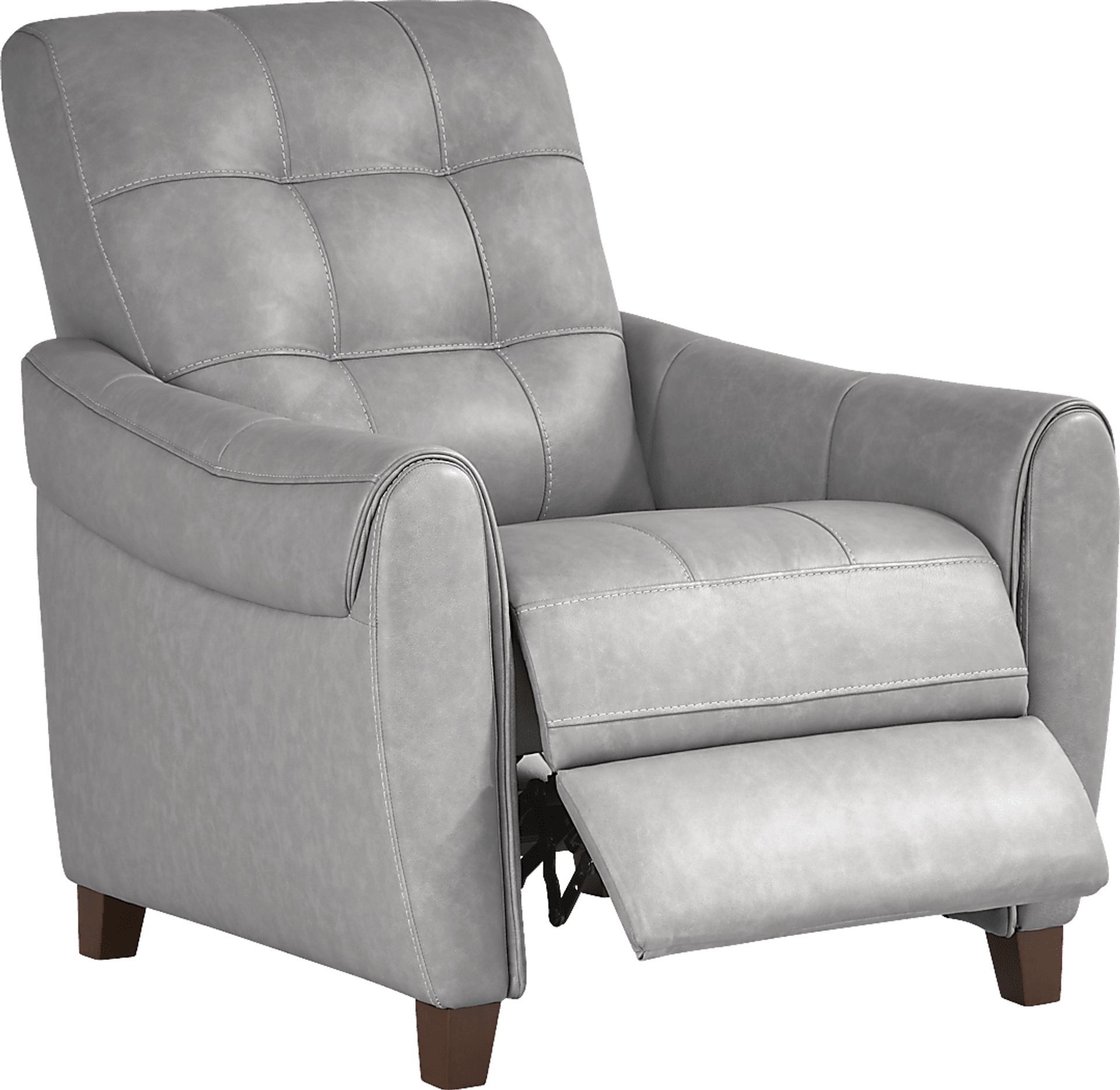 Ventura Square Gray Leather Push Back Recliner - Image 4