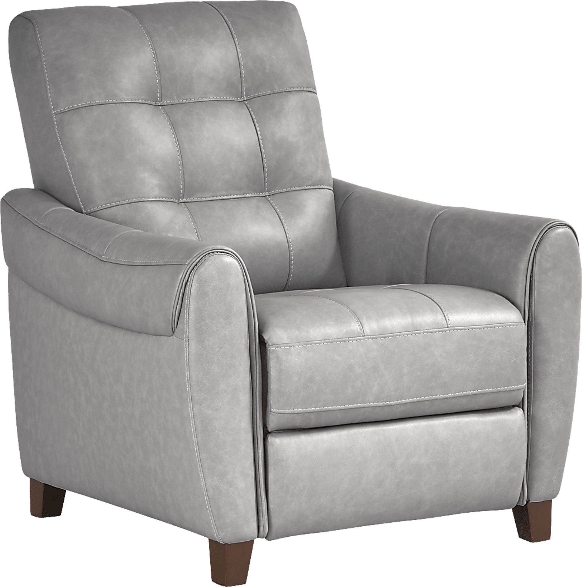 Ventura Square Gray Leather Push Back Recliner - Image 1