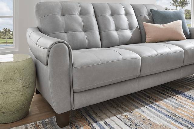 Ventura Square Gray Leather Sofa - Thumbnail - Image 3
