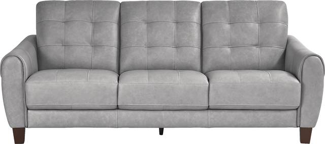 Ventura Square Gray Leather Sofa - Thumbnail - Image 1