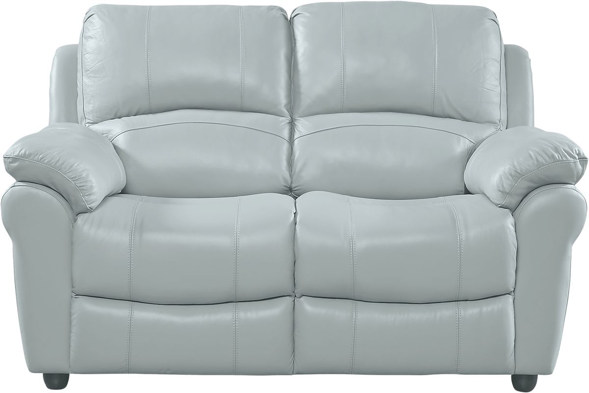 Vercelli 2 Pc Aqua Blue Leather Non-Power Reclining Living Room Set ...