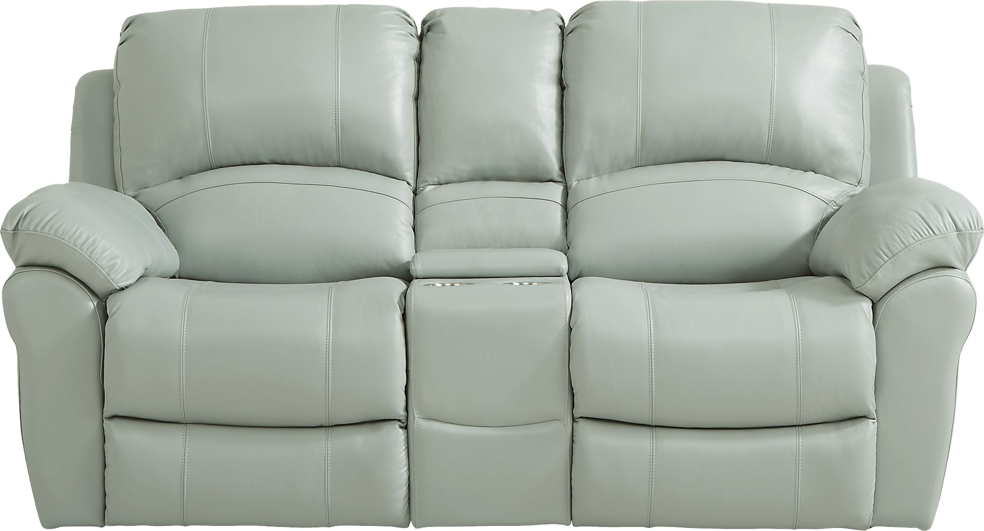 Vercelli Aqua Leather Power Reclining Console Loveseat Rooms To Go