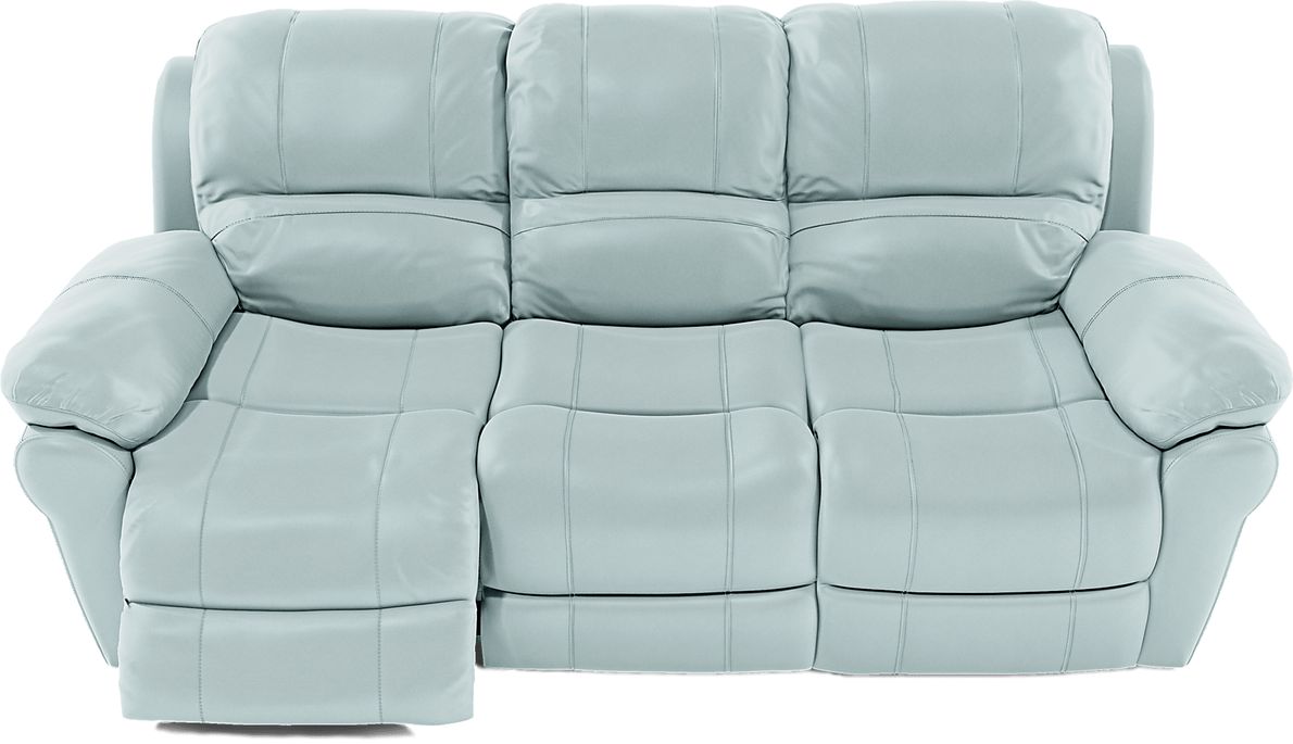 Vercelli Aqua Leather Power Reclining Sofa Rooms To Go