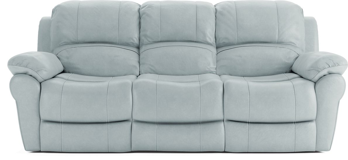 Vercelli Aqua Blue Leather Power Reclining Sofa Rooms To Go