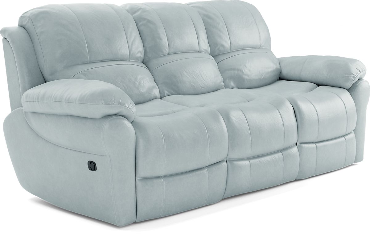 Vercelli 2 Pc Aqua Blue Leather Non-Power Reclining Living Room Set ...
