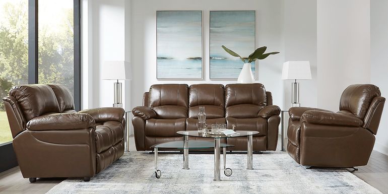 Vercelli Brown Leather 5 Pc Living Room with Reclining Sofa