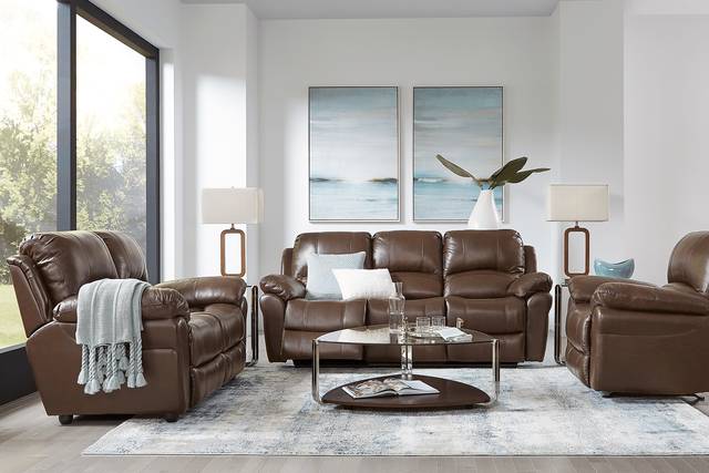 Vercelli Brown Leather 7 Pc Power Reclining Living Room - Thumbnail - Image 1