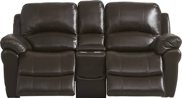 Vercelli Brown Leather Power Reclining Console Loveseat - Thumbnail - Image 2