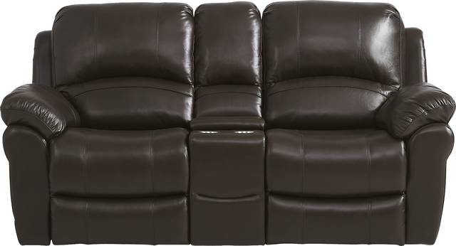 Vercelli Brown Leather Power Reclining Console Loveseat - Thumbnail - Image 1