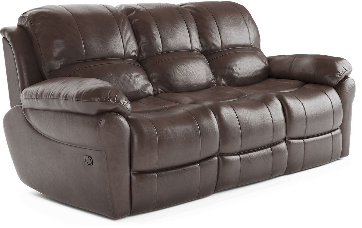 Vercelli Brown Leather 3 Pc Living Room with Reclining Sofa Rooms To Go