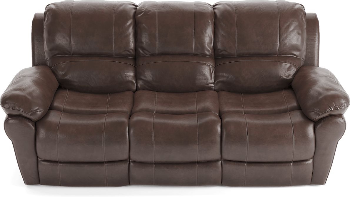 Vercelli Brown Leather 3 Pc Living Room with Reclining Sofa Rooms To Go
