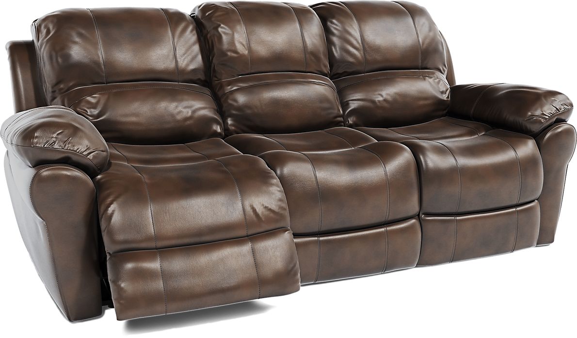 Vercelli Brown Leather 3 Pc Living Room with Reclining Sofa Rooms To Go