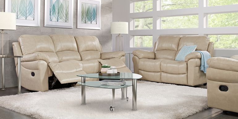 Vercelli Stone Leather 3 Pc Living Room with Reclining Sofa