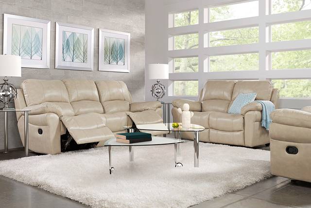 Vercelli Stone Leather 7 Pc Living Room with Reclining Sofa - Thumbnail - Image 1