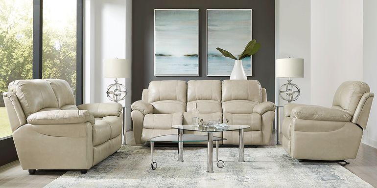 Vercelli Stone Leather 7 Pc Living Room with Reclining Sofa