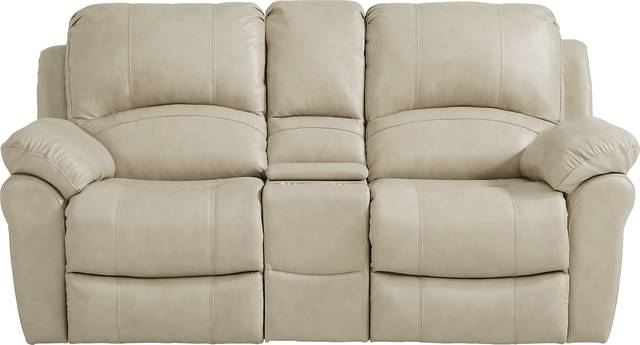 Vercelli Stone Leather Power Reclining Console Loveseat - Thumbnail - Image 2