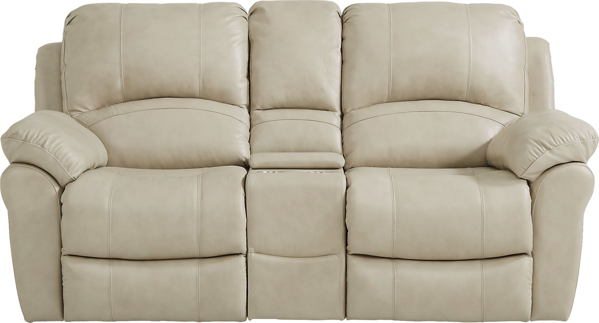 Vercelli Stone Leather Power Reclining Console Loveseat - Image 2