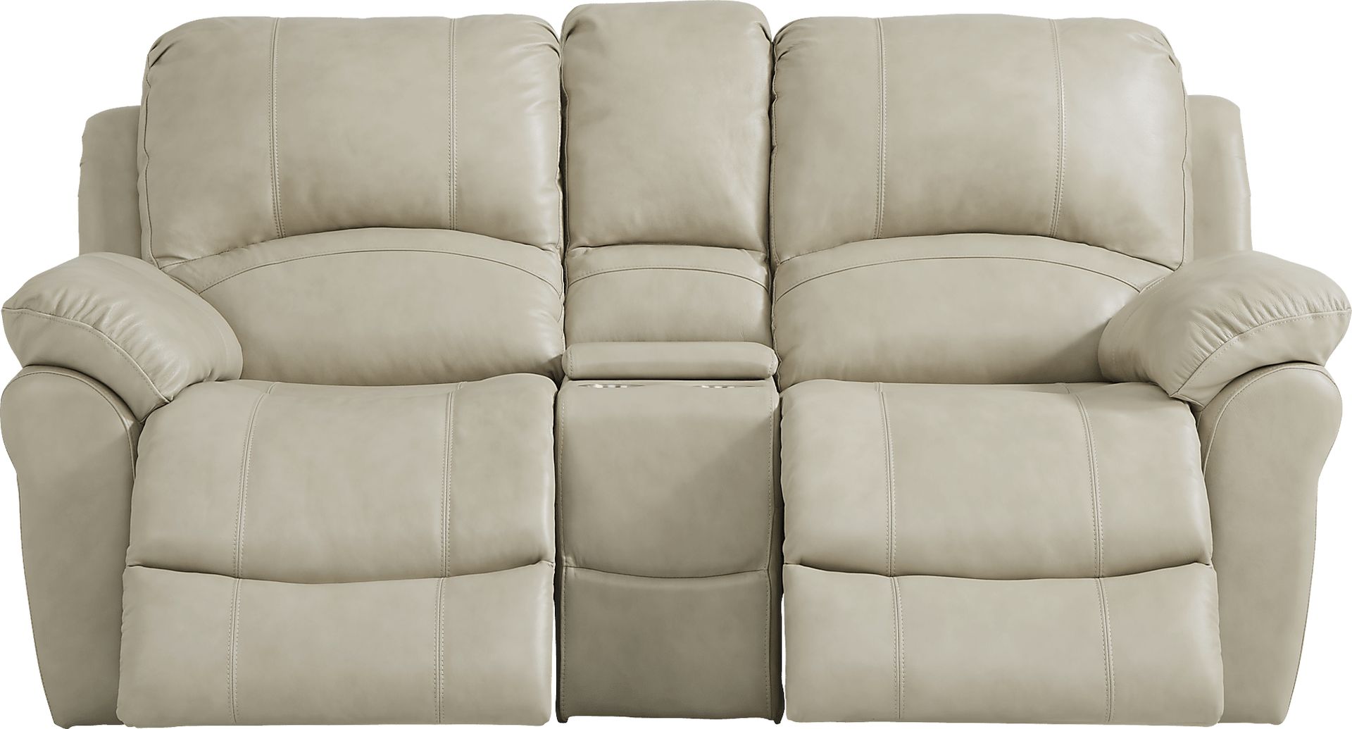Vercelli Stone Leather Power Reclining Console Loveseat - Image 2