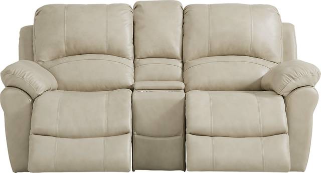 Vercelli Stone Leather Power Reclining Console Loveseat - Thumbnail - Image 1