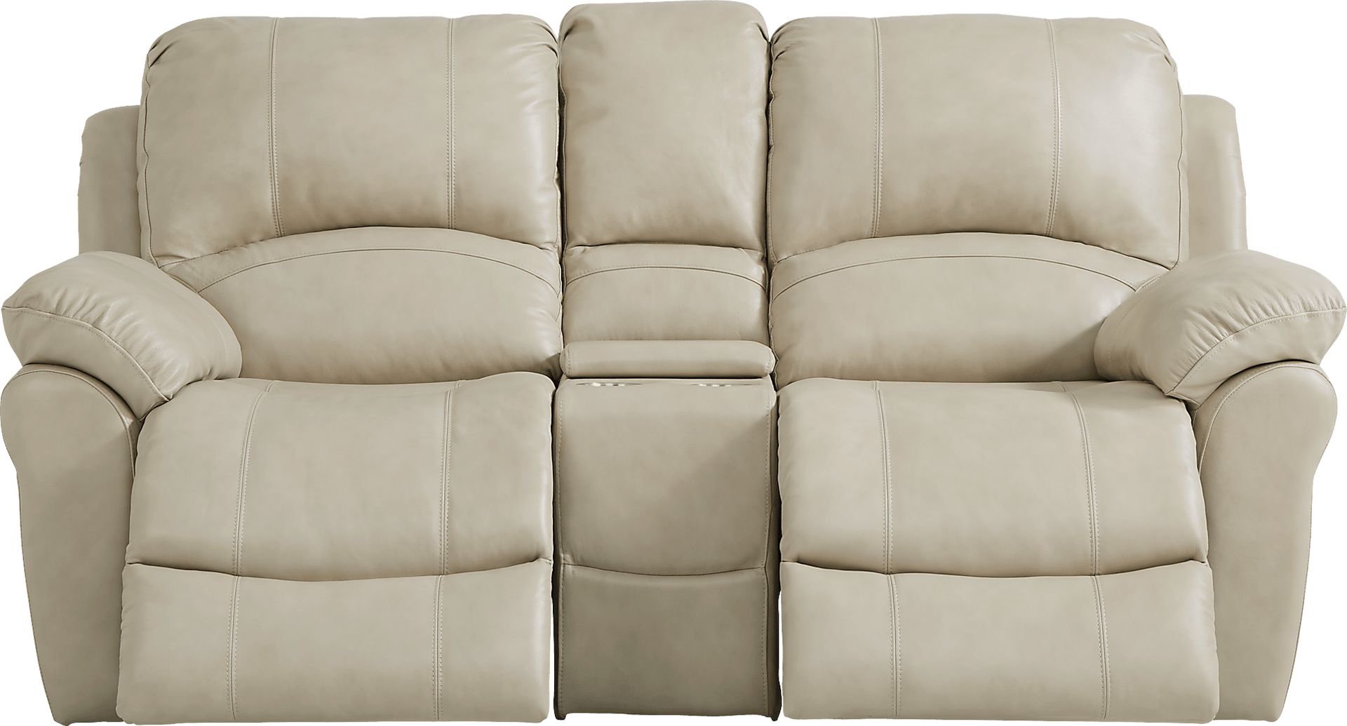 Vercelli Stone Leather Power Reclining Console Loveseat - Image 1