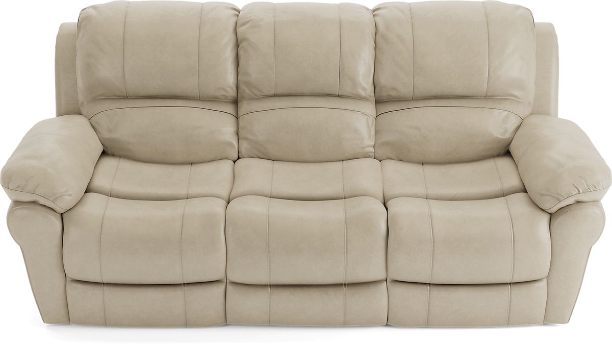 Vercelli 3 Pc Stone Beige Leather Living Room Set With Reclining Sofa ...