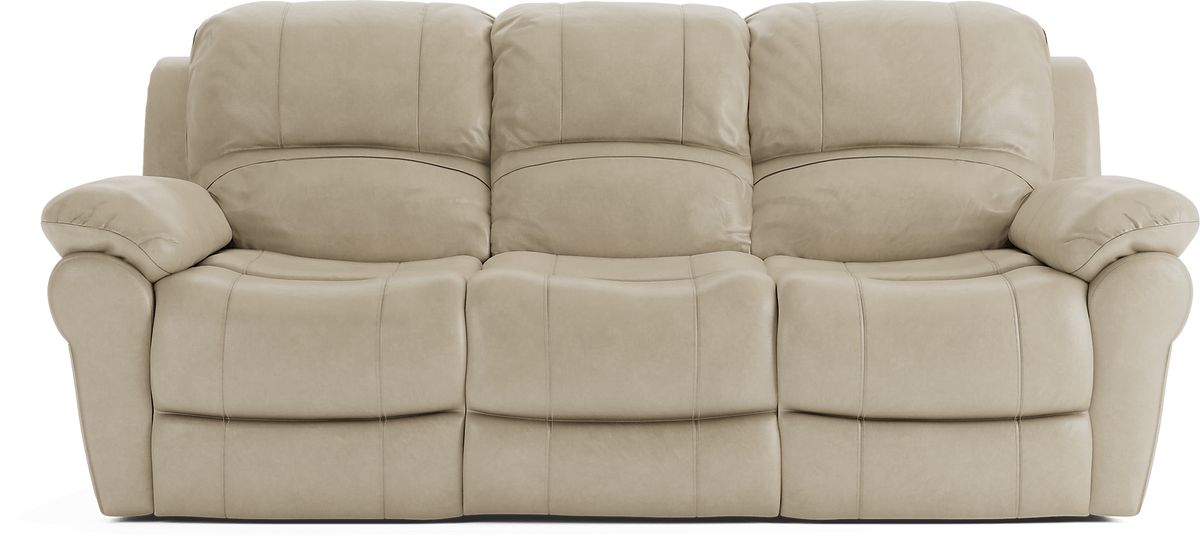 Vercelli 5 Pc Stone Beige Leather Living Room Set With Reclining Sofa ...