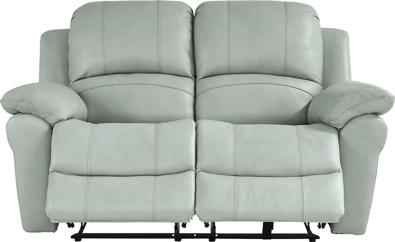 Vercelli Way Aqua Leather Reclining Loveseat