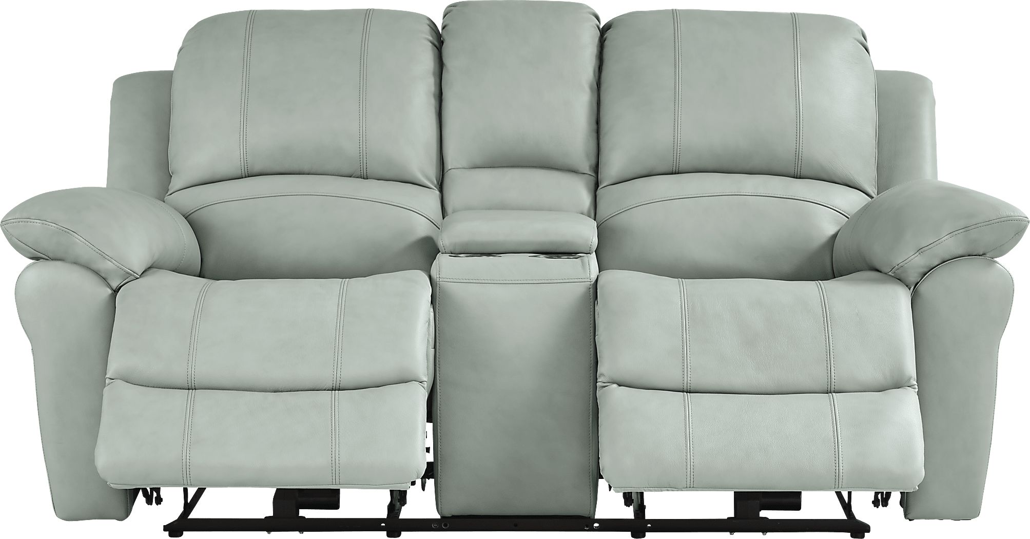 Vercelli Way Aqua Leather Power Reclining Console Loveseat