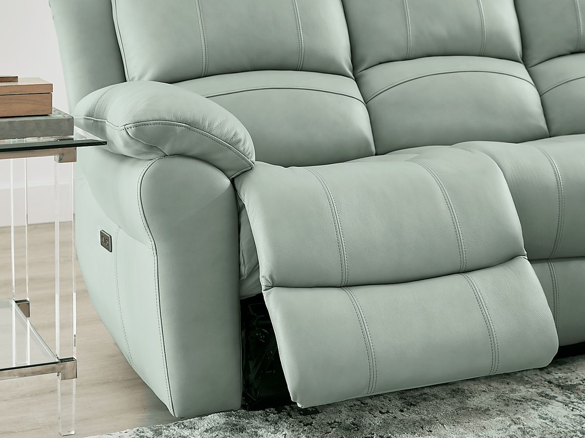 Vercelli Way 2 Pc Aqua Blue Leather Power Reclining Living Room Set