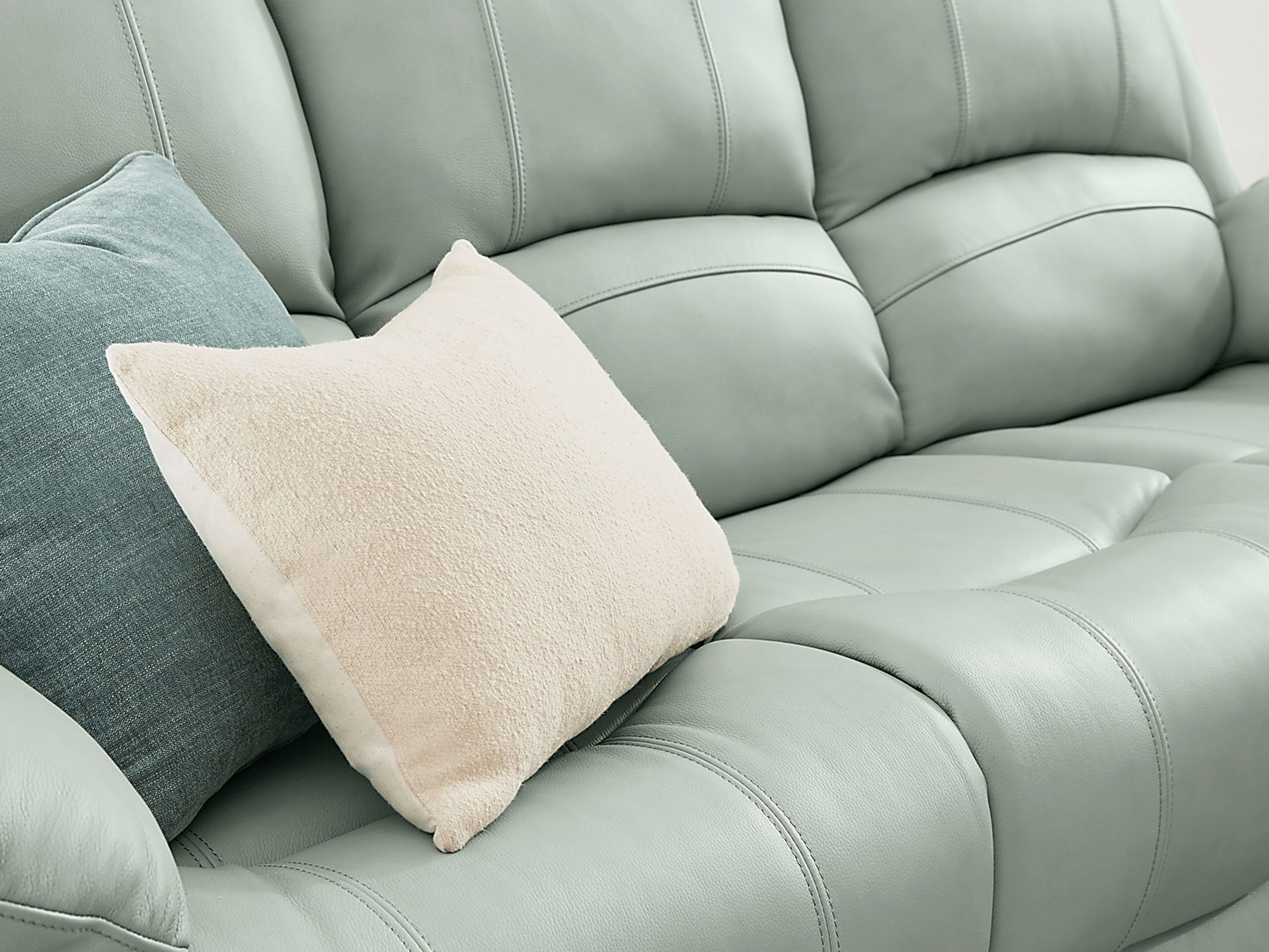 Vercelli Way Aqua Leather 5 Pc Living Room with Reclining Sofa - Image 4