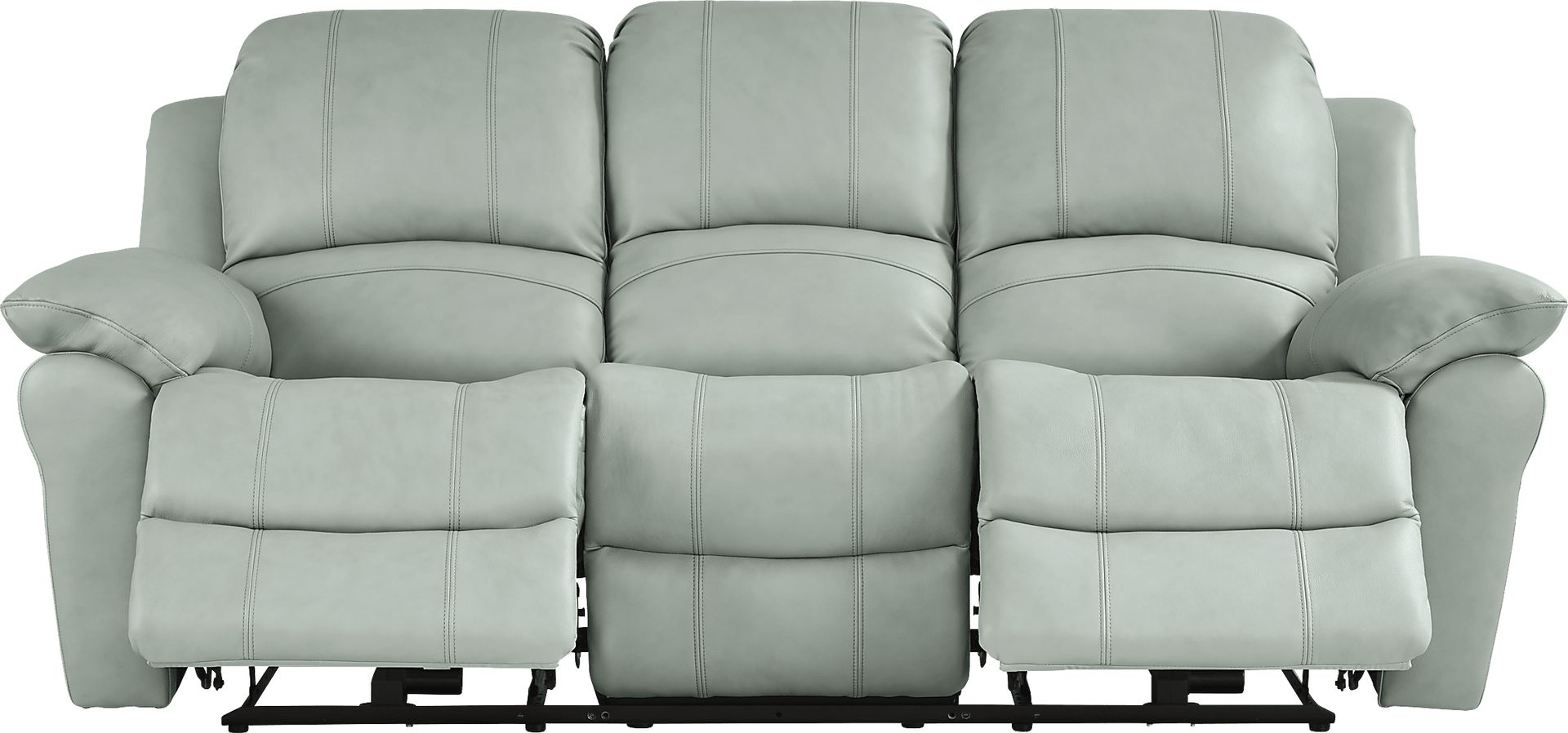 Vercelli Way 3 Pc Aqua Blue Leather Non Power Reclining Living Room Set With Reclining Sofa Reclining Loveseat Rocker Recliner Rooms to Go