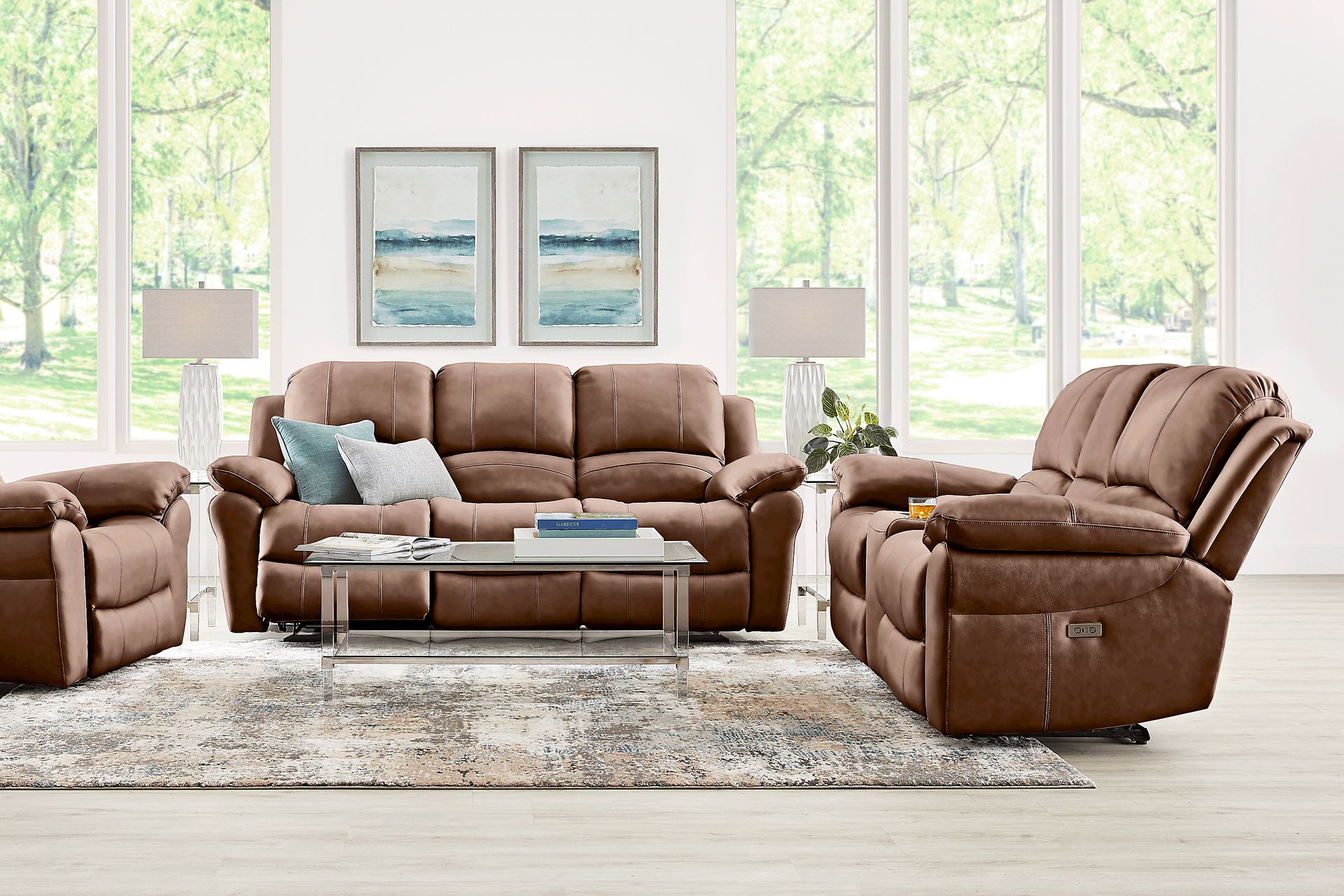 Vercelli Way Brown Leather 8 Pc Power Reclining Living Room with Reclining Sofa - Image 1