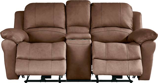 Vercelli Way Brown Leather Power Reclining Console Loveseat - Thumbnail - Image 1