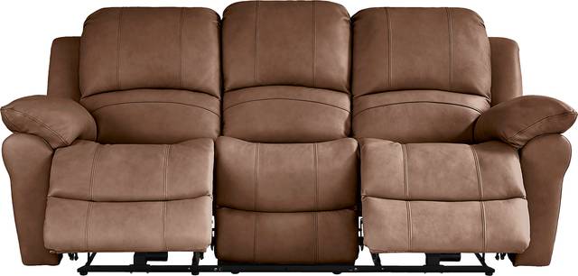 Vercelli Way Brown Leather Reclining Sofa - Thumbnail - Image 1