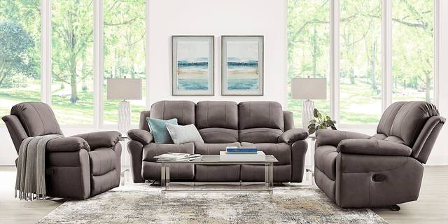 Vercelli Way Gray Leather Reclining Sofa - Thumbnail - Image 2