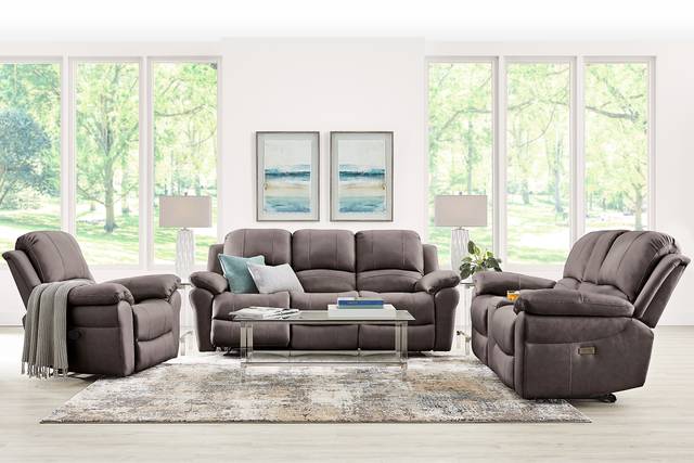 Vercelli Way Gray Leather 3 Pc Power Reclining Living Room - Thumbnail - Image 1
