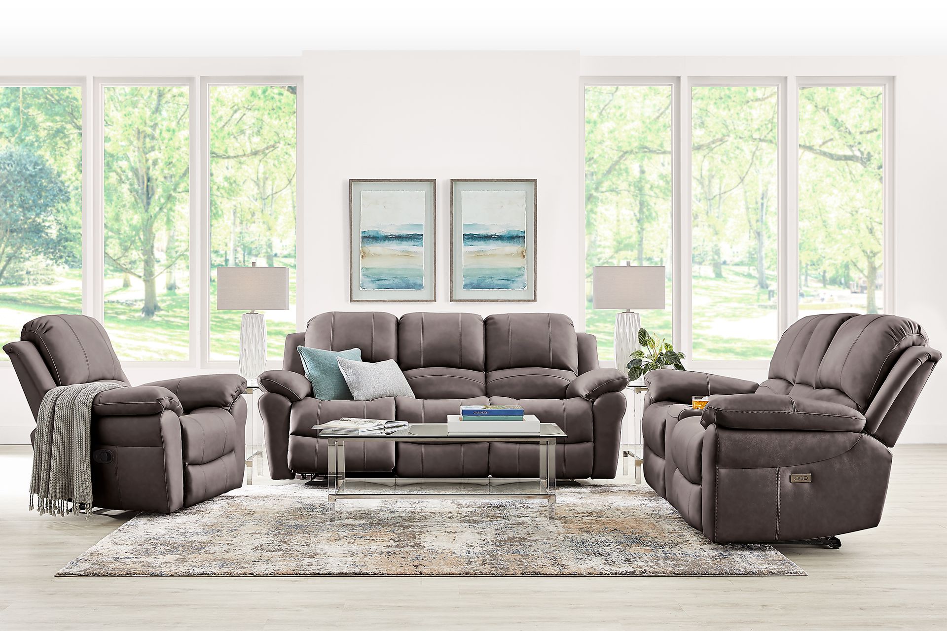 Vercelli Way Gray Leather 3 Pc Power Reclining Living Room - Image 1
