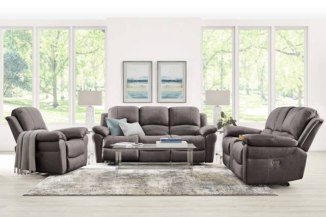 Vercelli Way Gray Leather 7 Pc Power Reclining Living Room - Thumbnail - Image 1