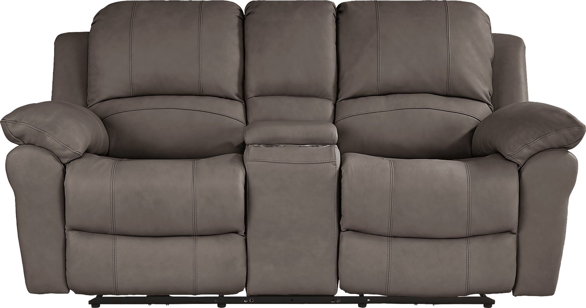 Vercelli Way Gray Leather Power Reclining Console Loveseat - Image 2