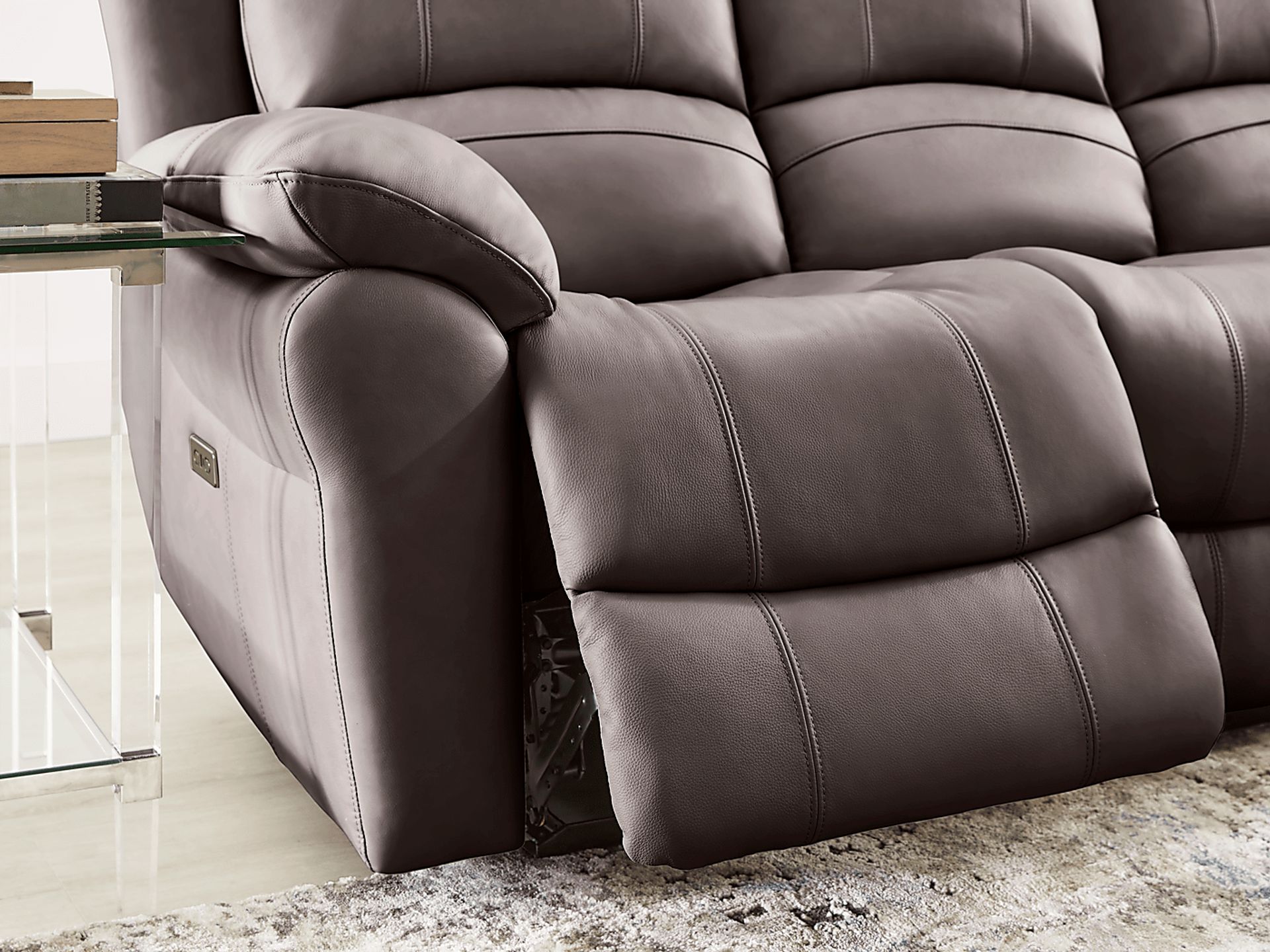Vercelli Way Gray Leather 3 Pc Power Reclining Living Room - Image 4