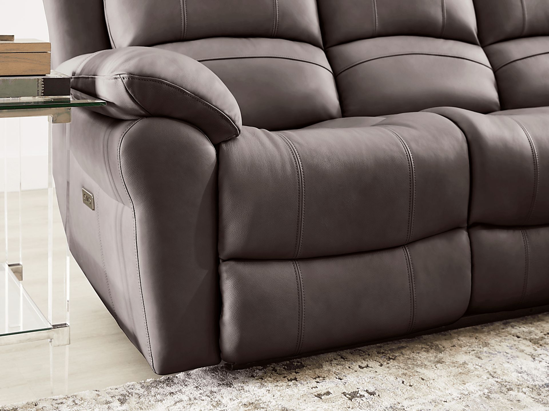 Vercelli Way Gray Leather 3 Pc Power Reclining Living Room - Image 5