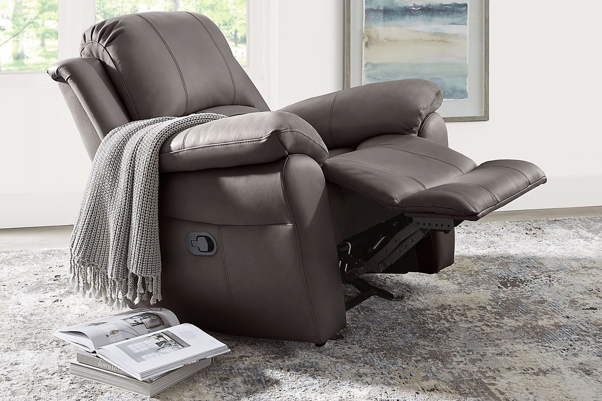 Vercelli Way 8 Pc Gray Leather Non-Power Reclining Living Room Set With ...