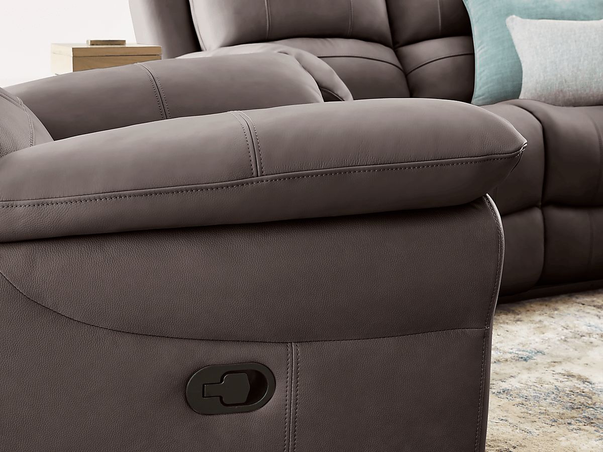 Vercelli Way 3 Pc Gray Leather Non-Power Reclining Living Room Set With ...