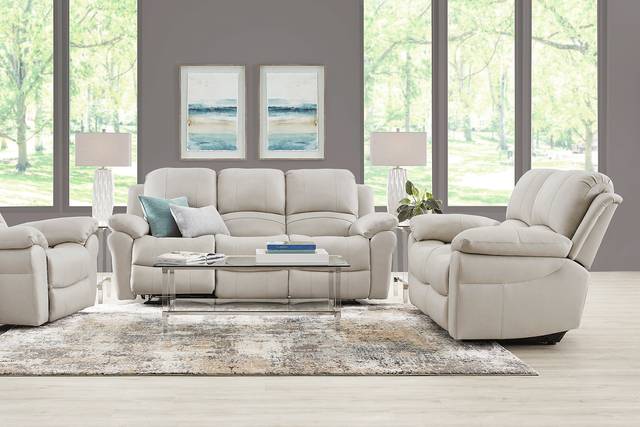 Vercelli Way Stone Leather 2 Pc Living Room with Reclining Sofa - Thumbnail - Image 1