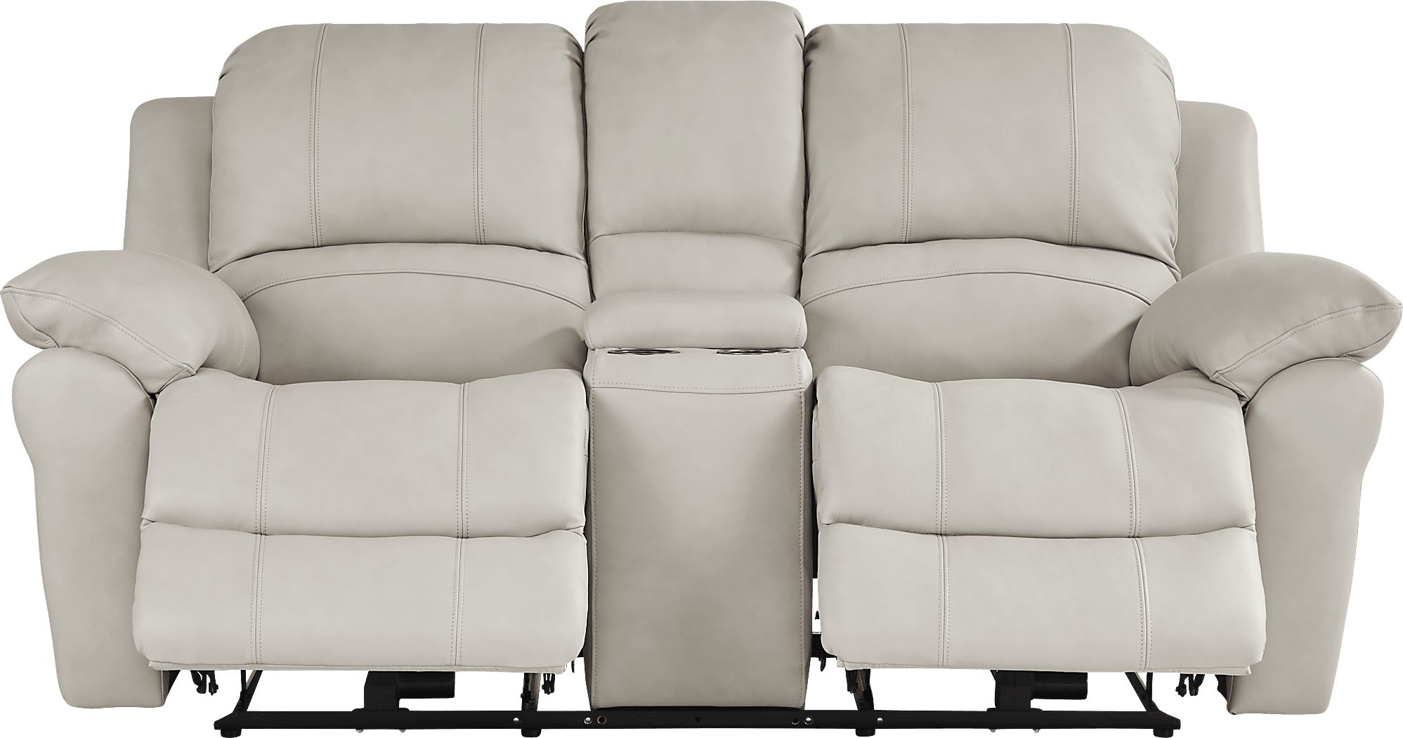 Vercelli Way Stone Leather Power Reclining Console Loveseat