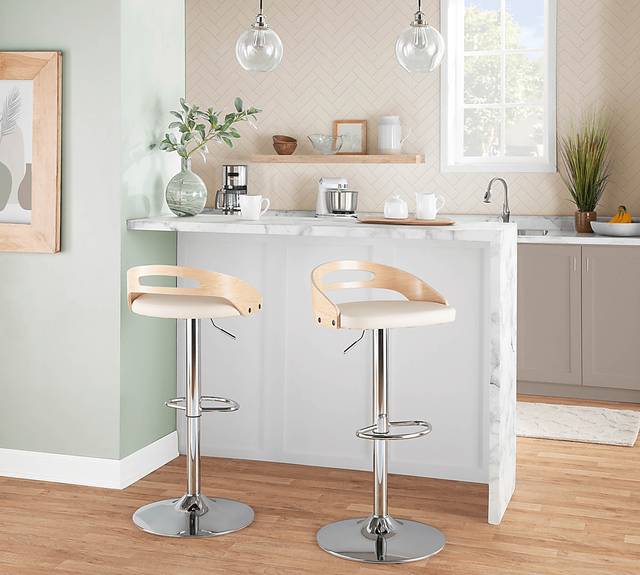 Verhaven II Cream Adjustable Barstool, Set of 2 - Thumbnail - Image 2